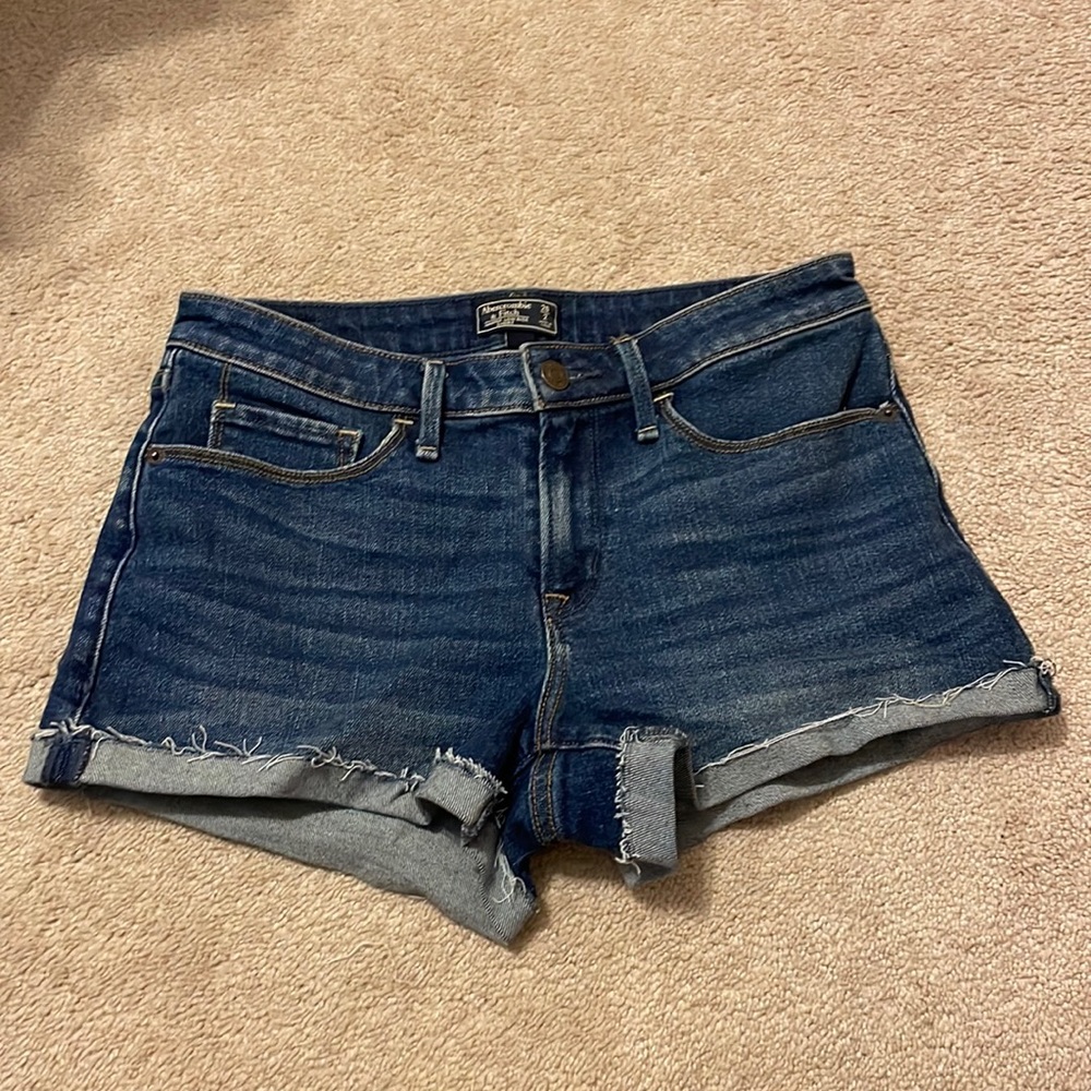 Dark wash denim shorts